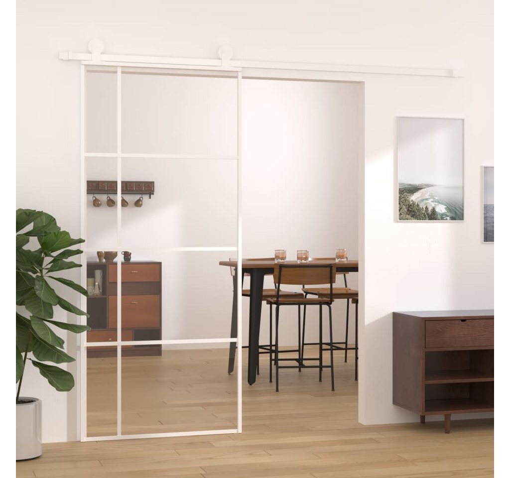 Thumbnail - vidaXL Zimmertür Schiebetür ESG-Glas und Aluminium 90x205 cm Weiß