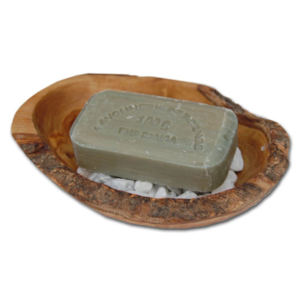 Olivenholz-erleben Seifenschale Seifenschale aus Olivenholz "Stonebase", 1-St., antibakterielle Wirkung, hygienischer als Kunststoff