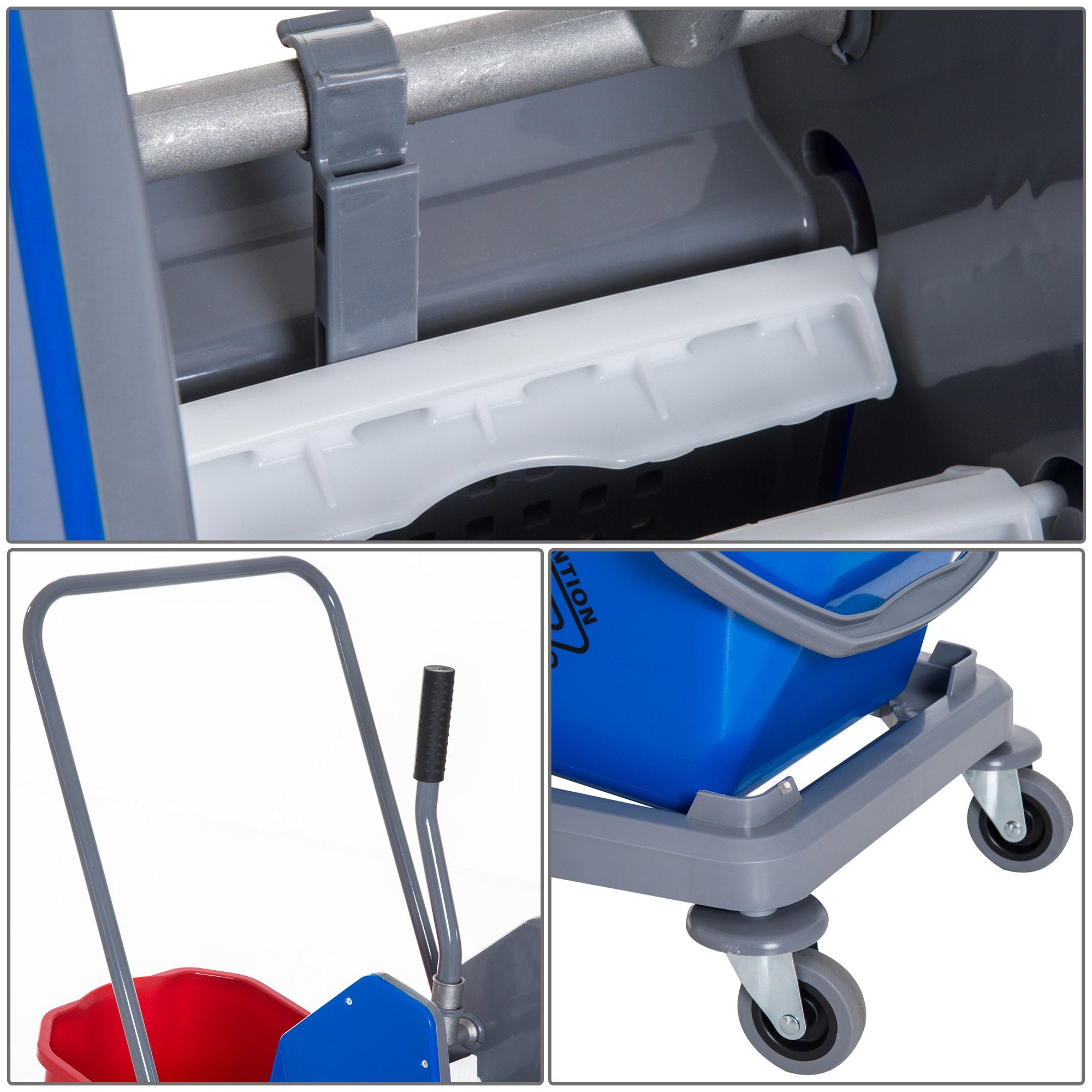 HOMCOM Putzeimer Wischwagen mit 2 Eimern