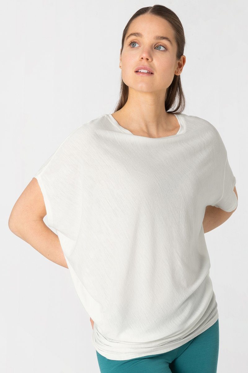 SUPER.NATURAL T-Shirt Merino T-Shirt W YOGA LOOSE TEE bequemer Merino-Materialmix Fresh White