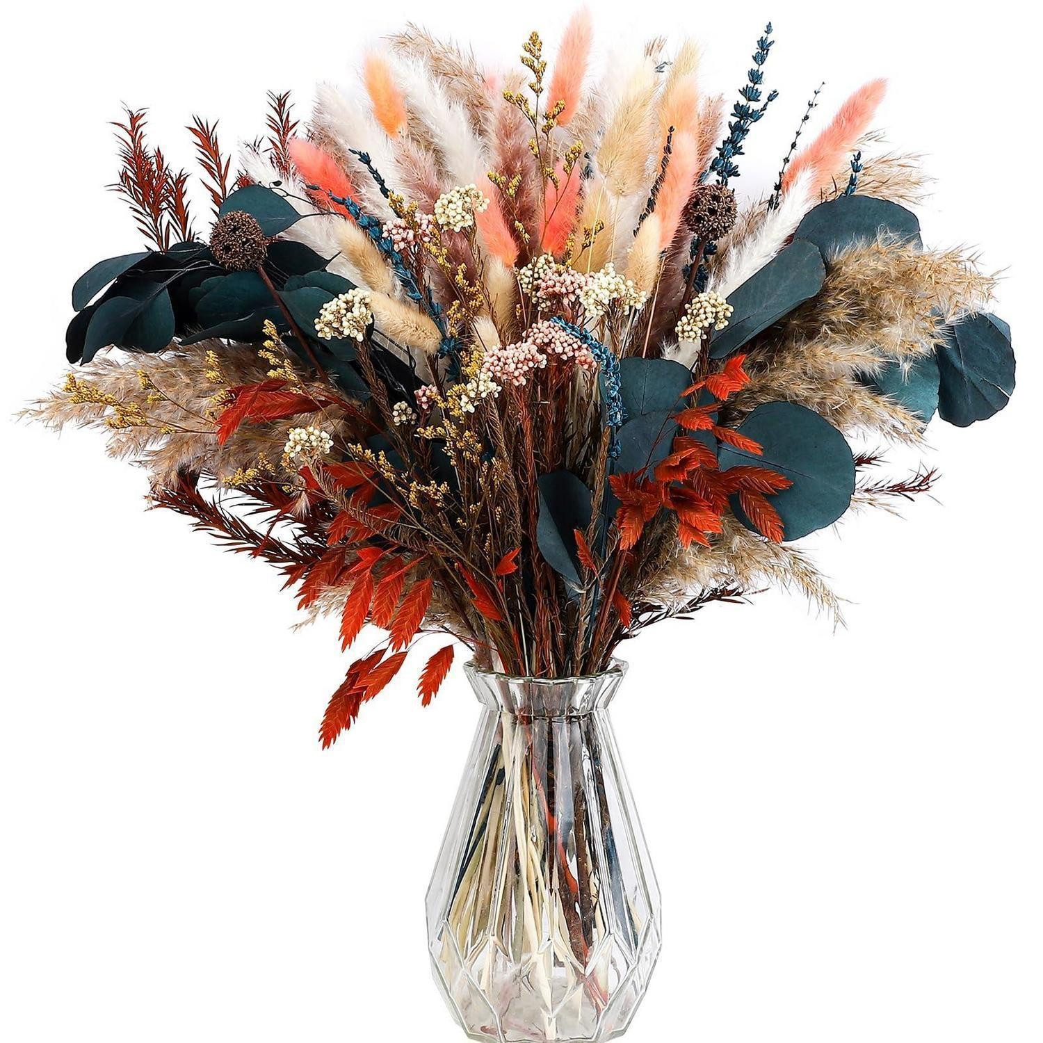 Trockenblume Pampasgras Deko Herbststrauß Trockenblumen Braun, LuxusKollektion, Höhe 30 cm