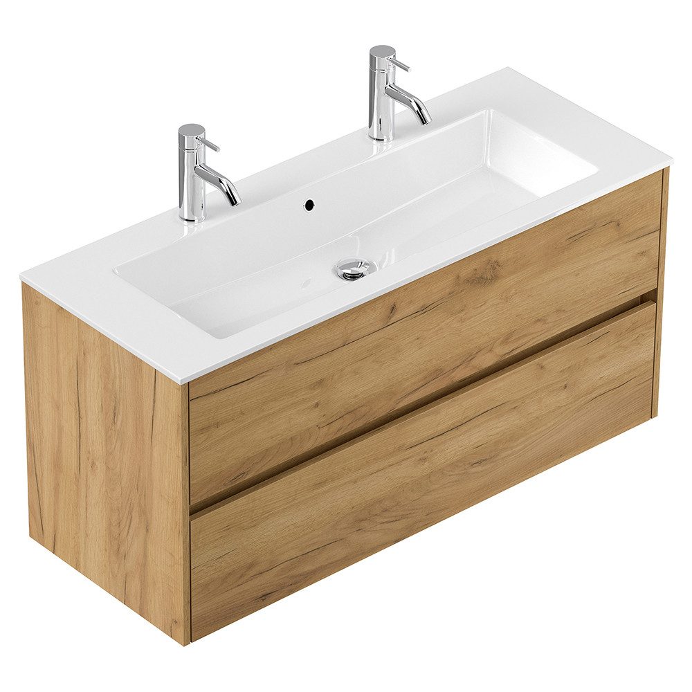 Lomadox Doppelwaschtisch LIVIGNO-02, 120cm breit, Mineralgusswaschbecken, günstig online kaufen