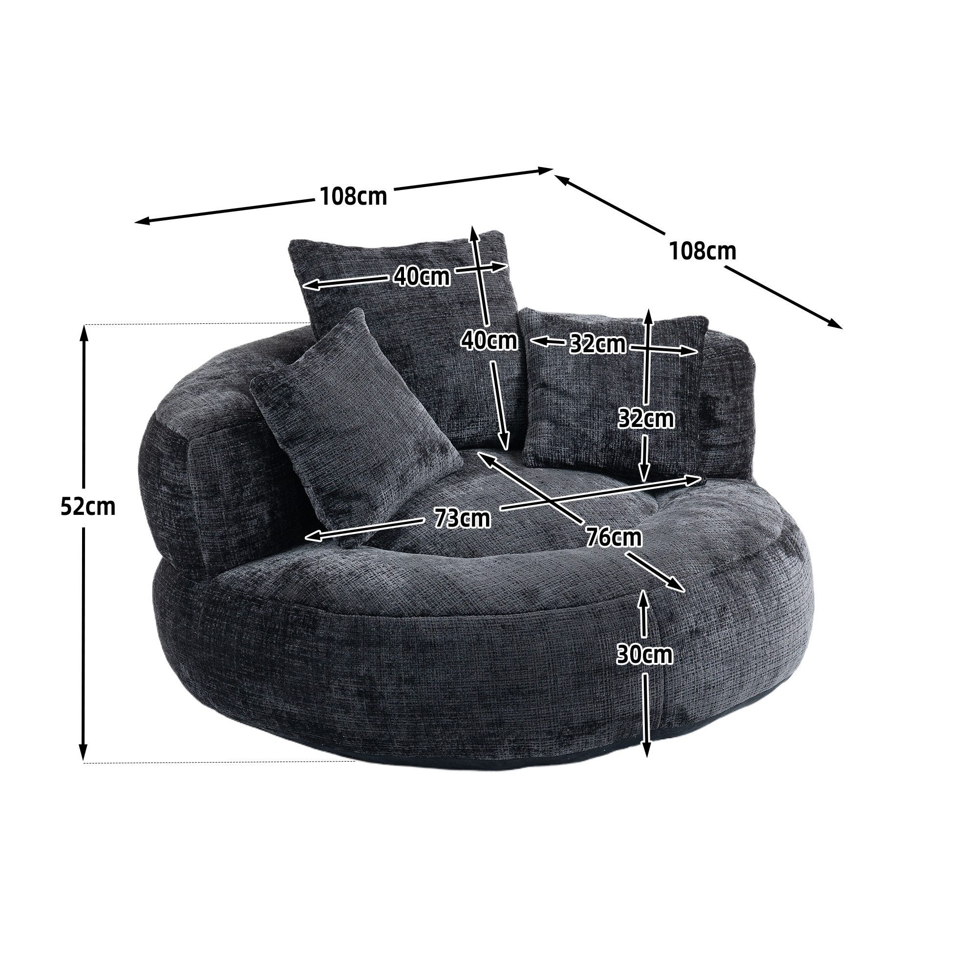 Celya Sitzsack Lazy Sofa Gaming Sofa Stuhl mit drei Kissen,hoch Rücken Sitz günstig online kaufen