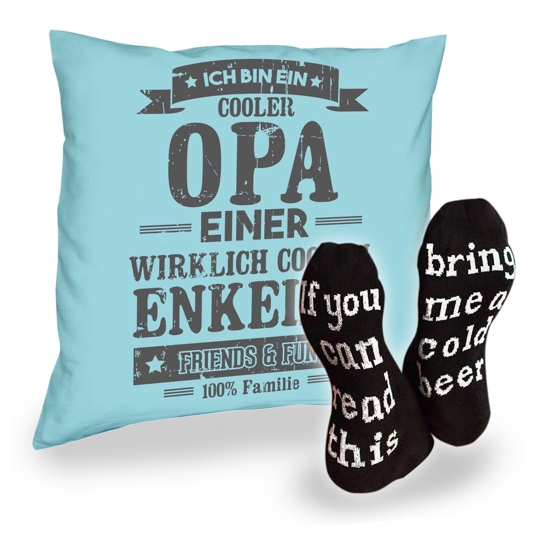 Opas Hellblau für Dekokissen Soreso® Opa Socken mit Kissen Großvater, und Geburtstagsgeschenke Füllung