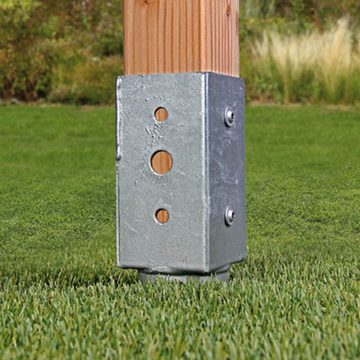 siwitec Einschraub-Bodenhülse für Vierkantholzpfosten Länge 595 mm feuerverzinkt, für Vierkantholzpfosten im Außenbereich, zum Einschrauben, (In zwei unterschiedlichen Breiten erhältlich)