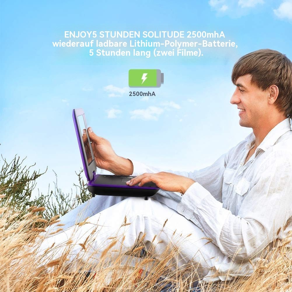 Boifun 11.5" Tragbarer DVD Player Tragbar mit 9.5" HD-Schwenkbildschirm Portabler DVD-Player (Unterstützung für USB/TF-Karte/AV-Übertragung, 32 GB Festplatte, Unterstützung Sync TV/USB/TF-Karte)