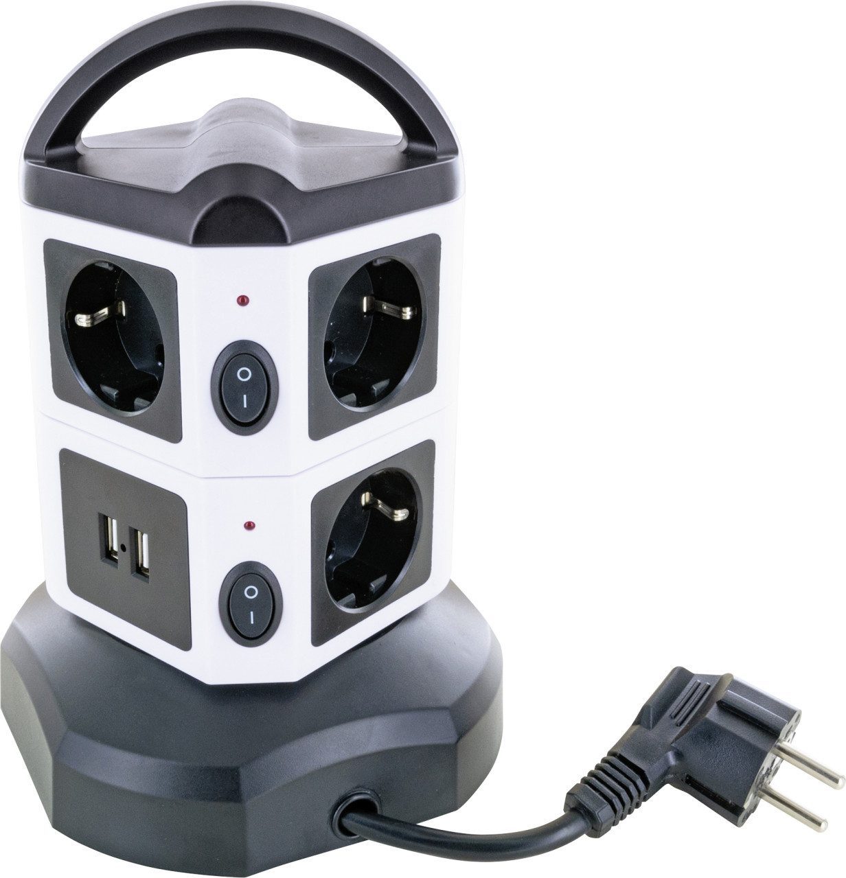 Schwaiger Bürostuhl Schwaiger Steckdosentower 7-fach + 2x USB weiß, Würfelform