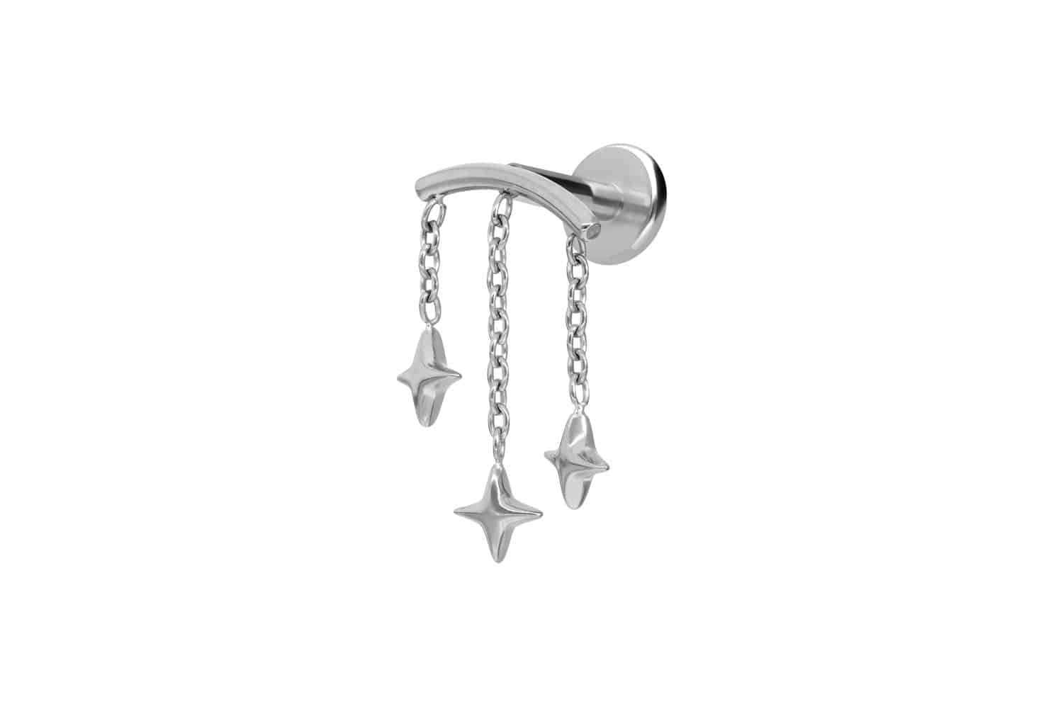 Piercing-Set Titan Labret mit Innengewinde BOGEN + 3 STERNE