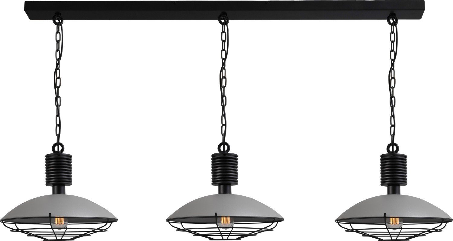 Licht-Erlebnisse Pendelleuchte LABBIEL, ohne Leuchtmittel, Hängeleuchte E27 Grau Schwarz Metall Industrie Design Hängelampe Küche