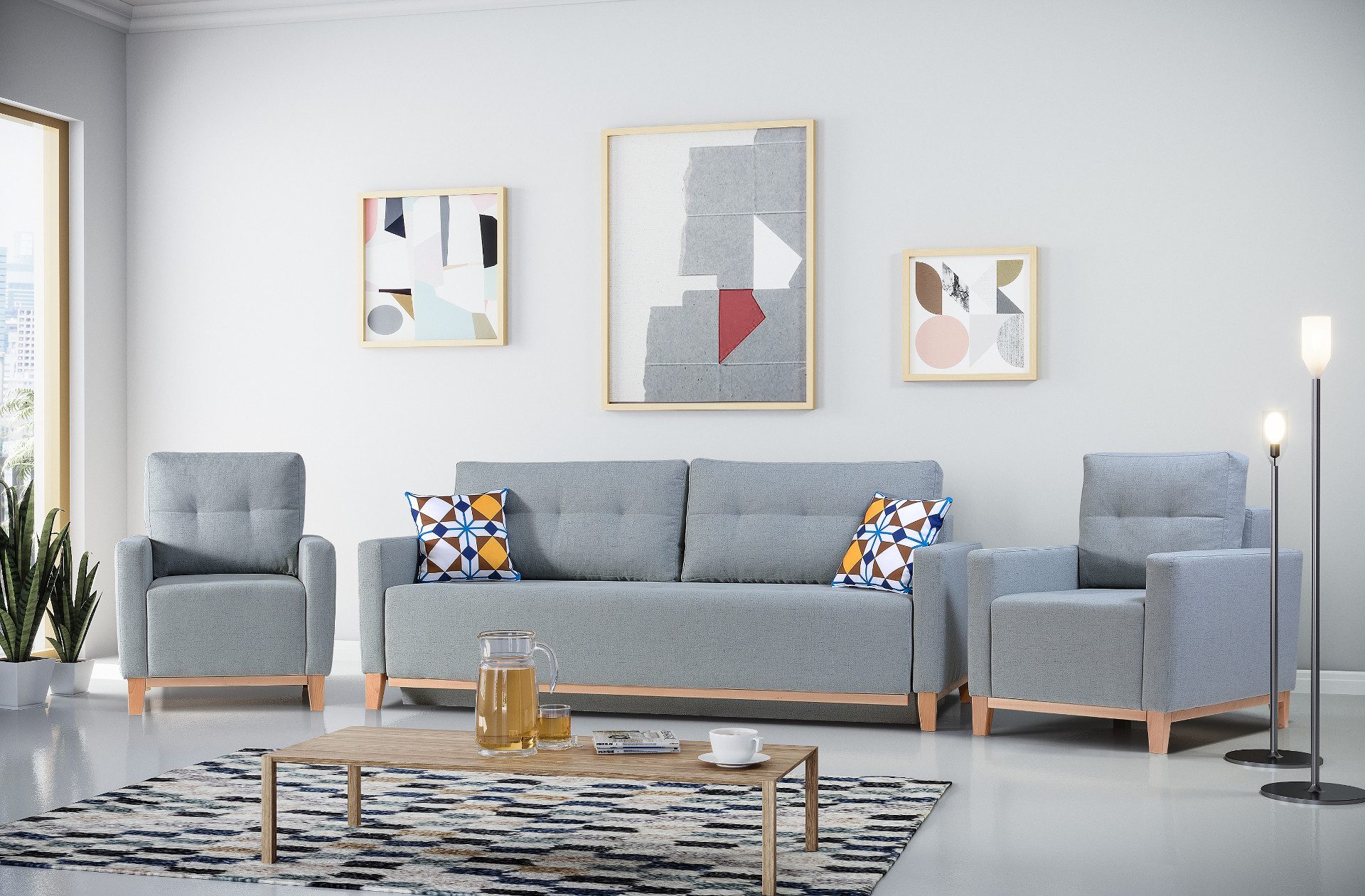 JVmoebel Sofa Multifunktionales Schlafsofa in sanftem Rosaton mit Textilpolsterung, Made in Europa
