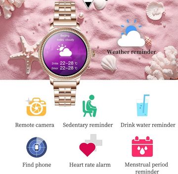 findtime Gold Luxus Elegant Design Damen's Smartwatch (Android/iOS), Mit den besten und erstaunlichsten Funktionen, attraktivem Design