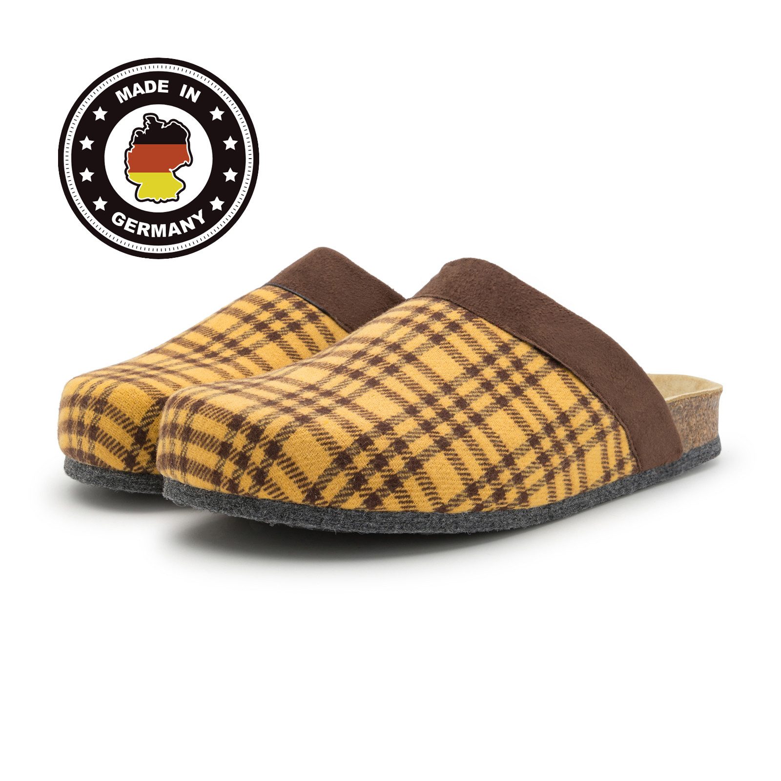 Pantoffelmann Kamelhaar Filzclog Korkfußbett ABS-Filzsohle Herren Damen Filz Clog Hausschuh (1 Paar) hoher Tragekomfort, angenehme Passform