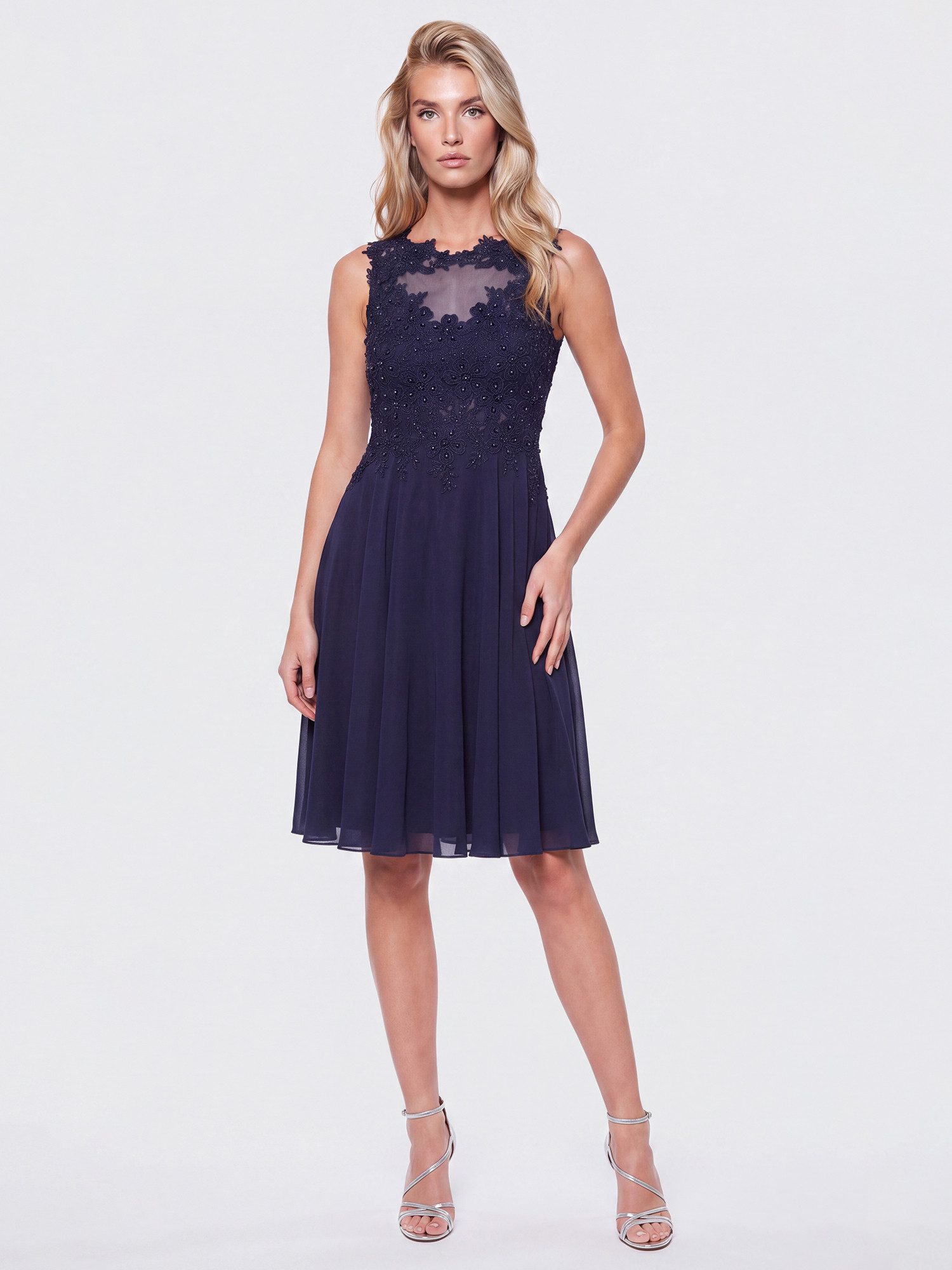 Apart Cocktailkleid mit floraler Spitze und Chiffon