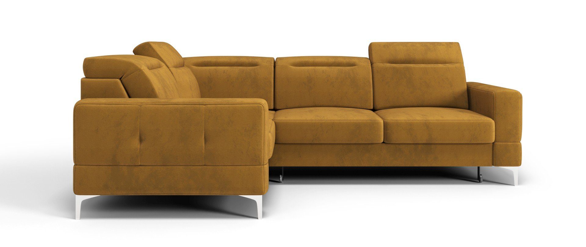 Möbel Malibu Stoff-und Farbauswahl, Element 20 Dich Schlaffunktion Relaxfunktion, Ecksofa mit Veloursstoff mit Relax, für grün mit