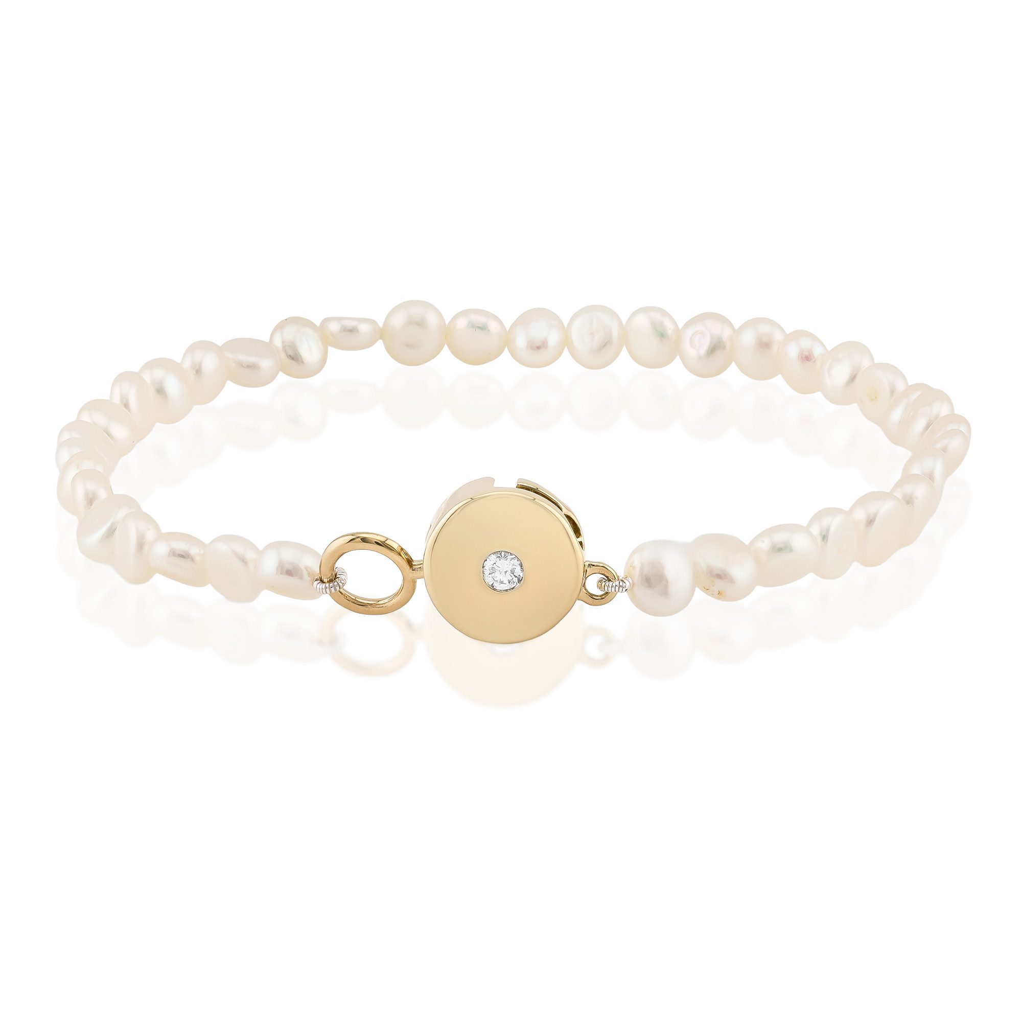 Cavill Perlenarmband Armband aus vergoldetem Silber mit weißen Perlen und Diamanten (1-tlg)