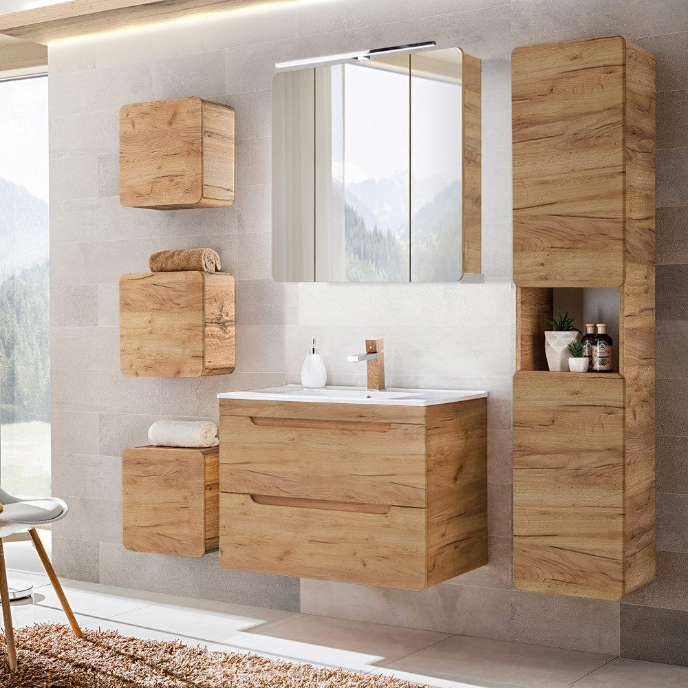 Lomadox Badmöbel-Set LUTON-56-CRAFT, (Spar-Set, 6-St), Badezimmermöbel Set günstig online kaufen