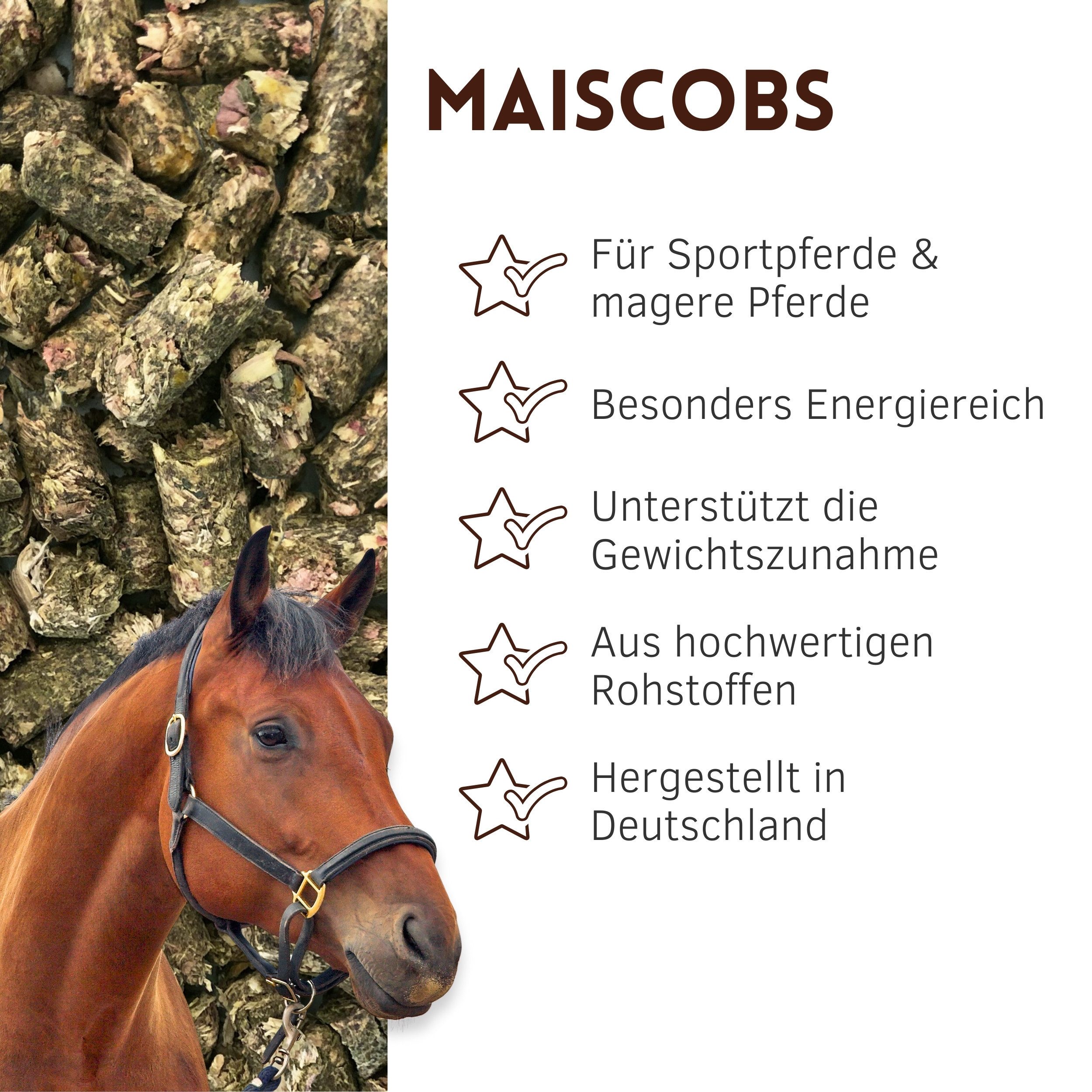 Supravit Maiscobs 20kg - Besonders energiereiches Pferdefutter zur Ergänzung Maiscobs, Ergänzungsfutter für: Pferd