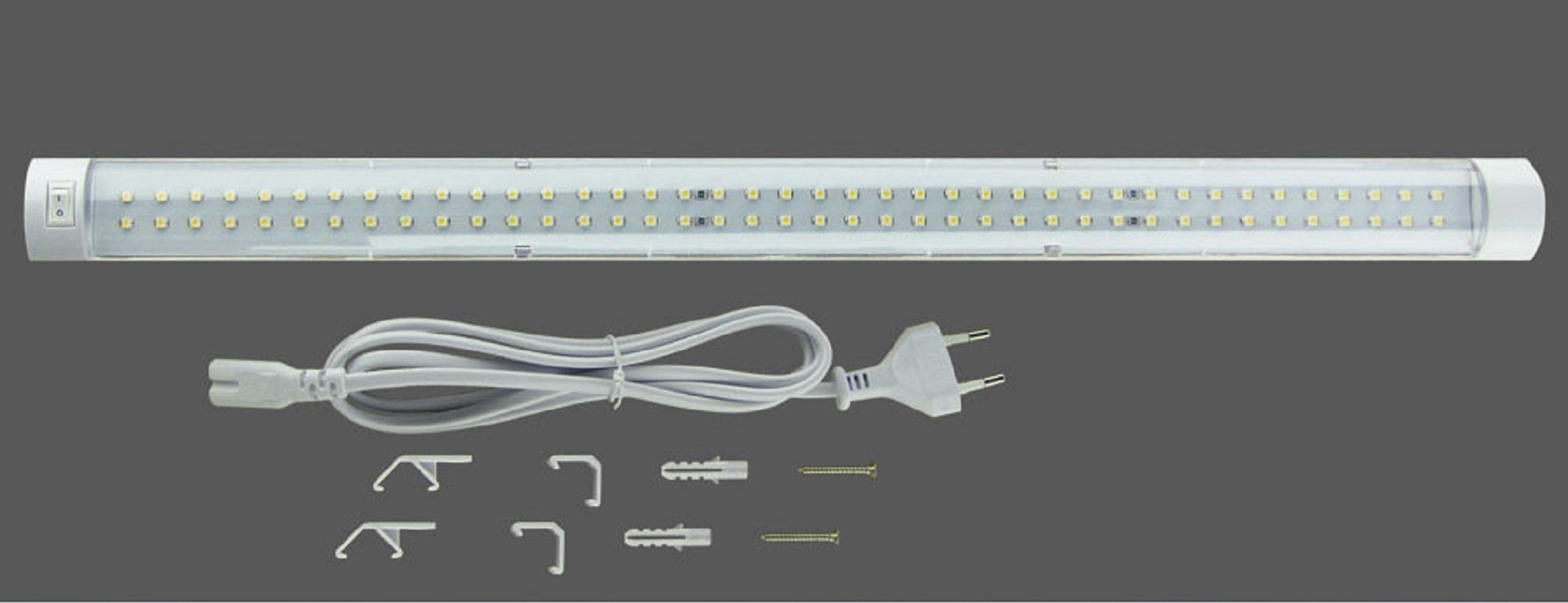 TRANGO LED Unterbauleuchte, 2490 LED Unterbaulampe *Moon* Lichtleiste, Küchen Unterbauleuchte 550mm lang 6 Watt 230V inkl. ON/Off Schalter 4500K Neutralweiß Led Leiste, Aufbauleuchte, Schrankbeleuchtung, Unterbauleiste