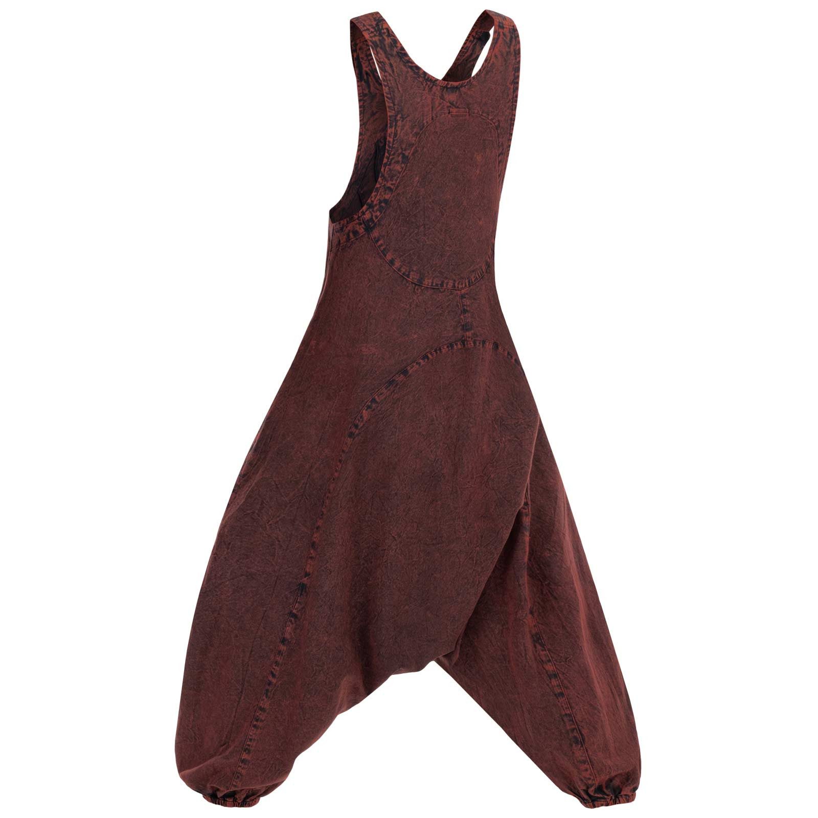 KUNST UND MAGIE Latzhose Hippie Latz/Haremshose Hose 70er Jumpsuit Overall Stonewashed Catsuit