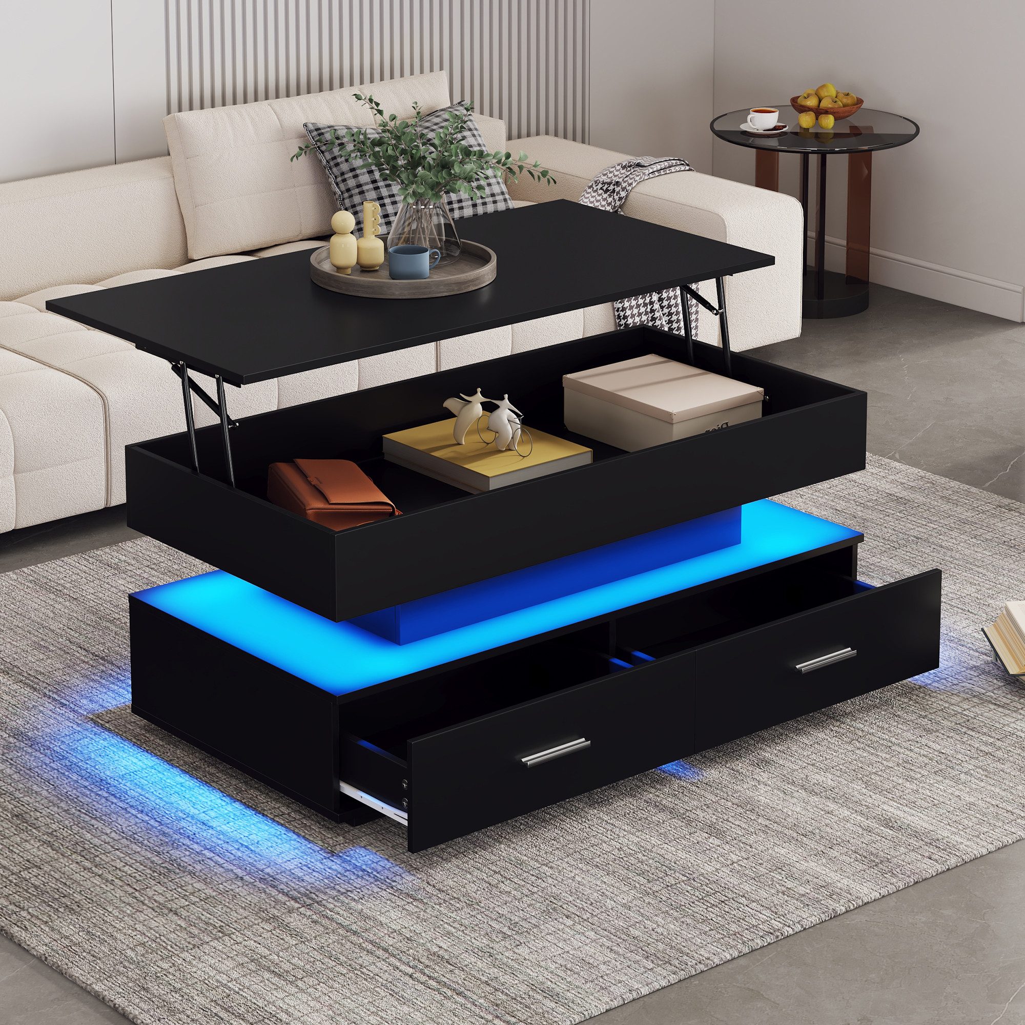 STILVORA Couchtisch Hebbarer Wohnezimmertisch mit LED,Beistelltisch mit Sta günstig online kaufen
