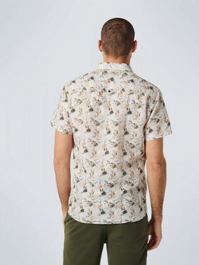 NO EXCESS Rundhalspullover Shirt Short Sleeve Allover Printed With Linen Responsible Choice