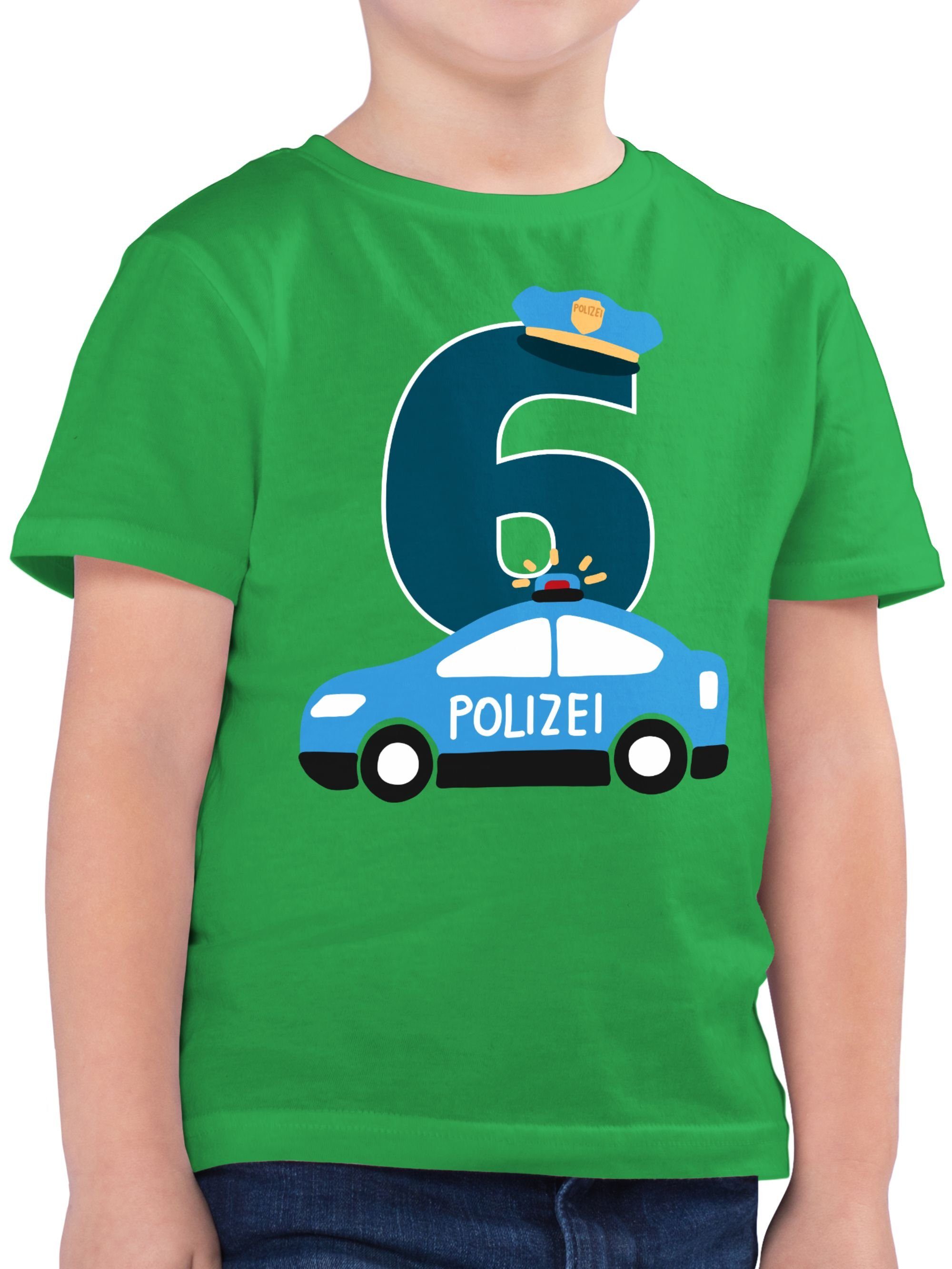 Shirtracer T-Shirt Polizei Sechster 6. Geburtstag 2 Grün