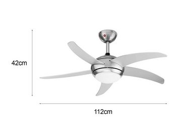 Tristar LED Deckenleuchte, LED wechselbar, Warmweiß, mit Ventilator groß & LEISE -Ø112cm flach Fernbedienung, Deckenlüfter