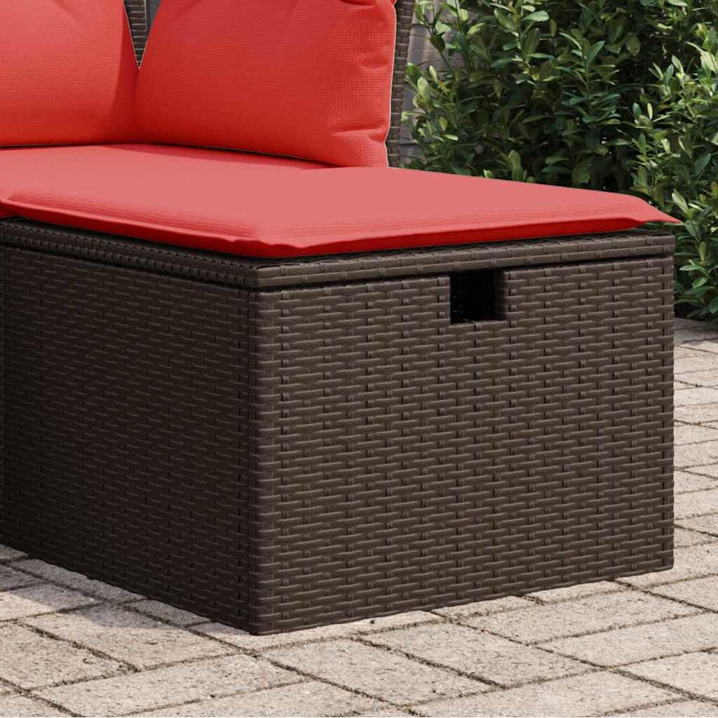 vidaXL Hocker Gartenhocker mit Kissen Braun 55x55x37 cm Poly Rattan (1 St)