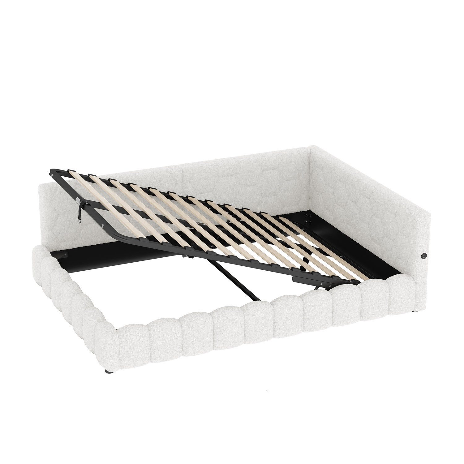 Odikalo Schlafsofa Schlafcouch 140x200 mit LED und Bettkasten, Bett mit Lattenrost (ohne Matratze), mit LED-Lichtleiste, mit hydraulischem Hebemechanismus, USB-Anschluss, Typ-C, Komfortmaterial, Vliesimitat