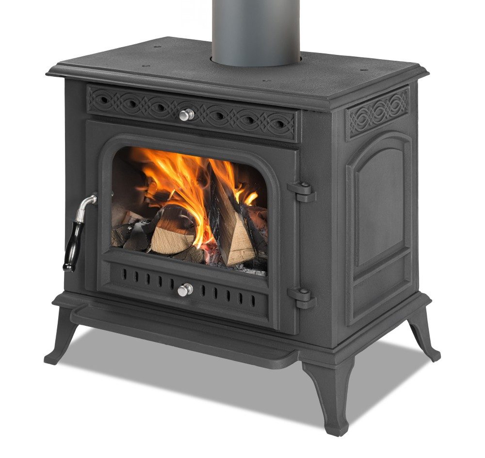 ECOfoxx Kaminofen EEK A Premium-Gusskaminofen Modell JA031, Holz&Kohle, 9,8 kW