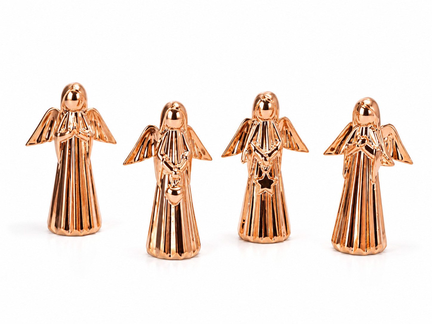 Wurm Weihnachtsfigur 4er Set Dekoengel Roségold Polyresin Weihnachtsfiguren 12,5 cm