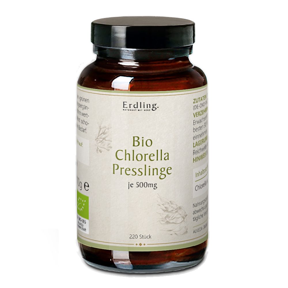 Waldkraft. Erdling BIO Chlorella Presslinge Kapseln, 100 % Bio-Chlorella - Für eine grüne Ergänzung Deiner täglichen Ernährung – Vegan à 220 St., 110 g