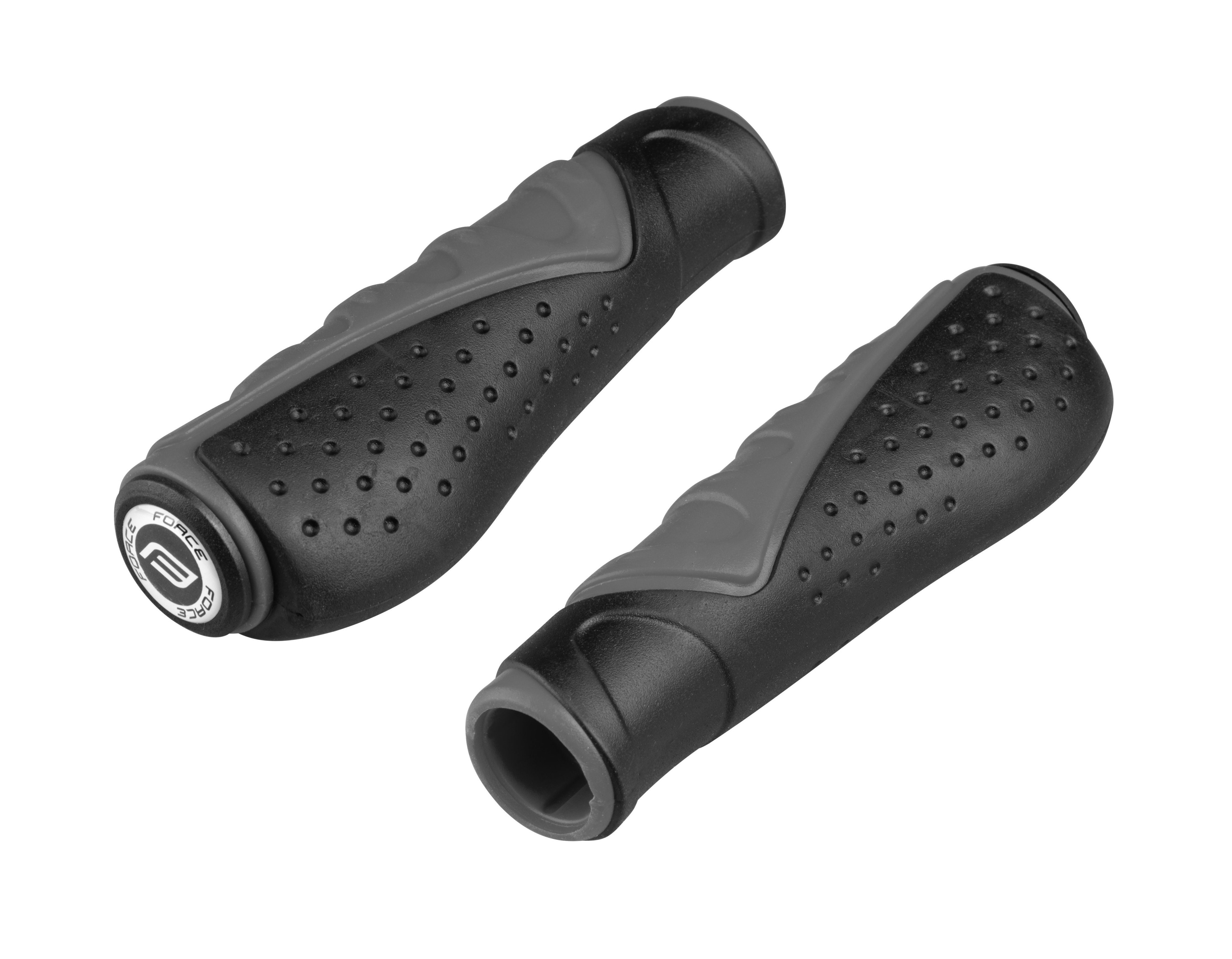 Fahrradlenkergriff Griffe FORCE Gummi geformt, schwarz-grau, verpackt