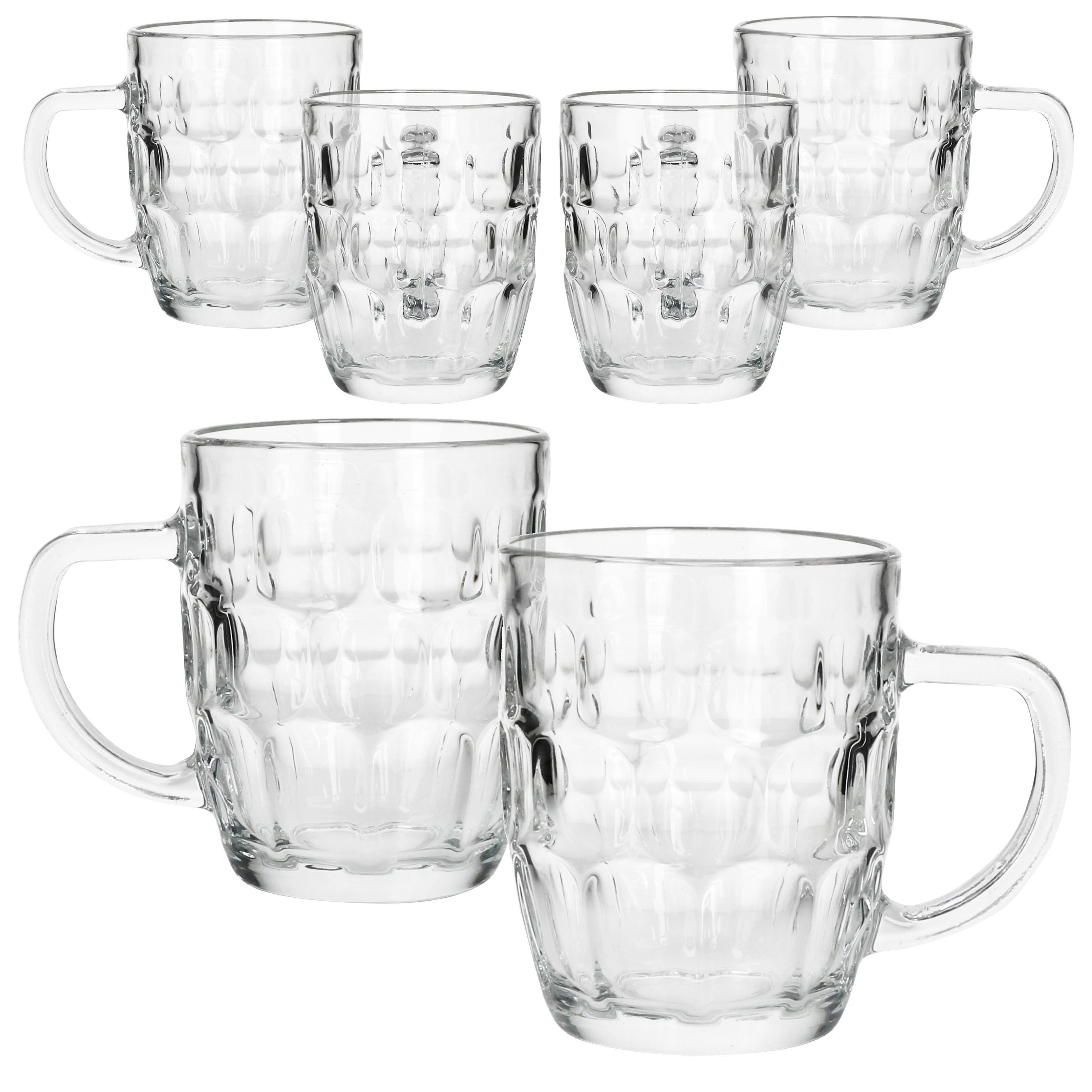 MamboCat Bierglas 6x Dublin Bierkrug 400ml mit Relief & Henkel Bierhumpen klar 0,4L, Glas