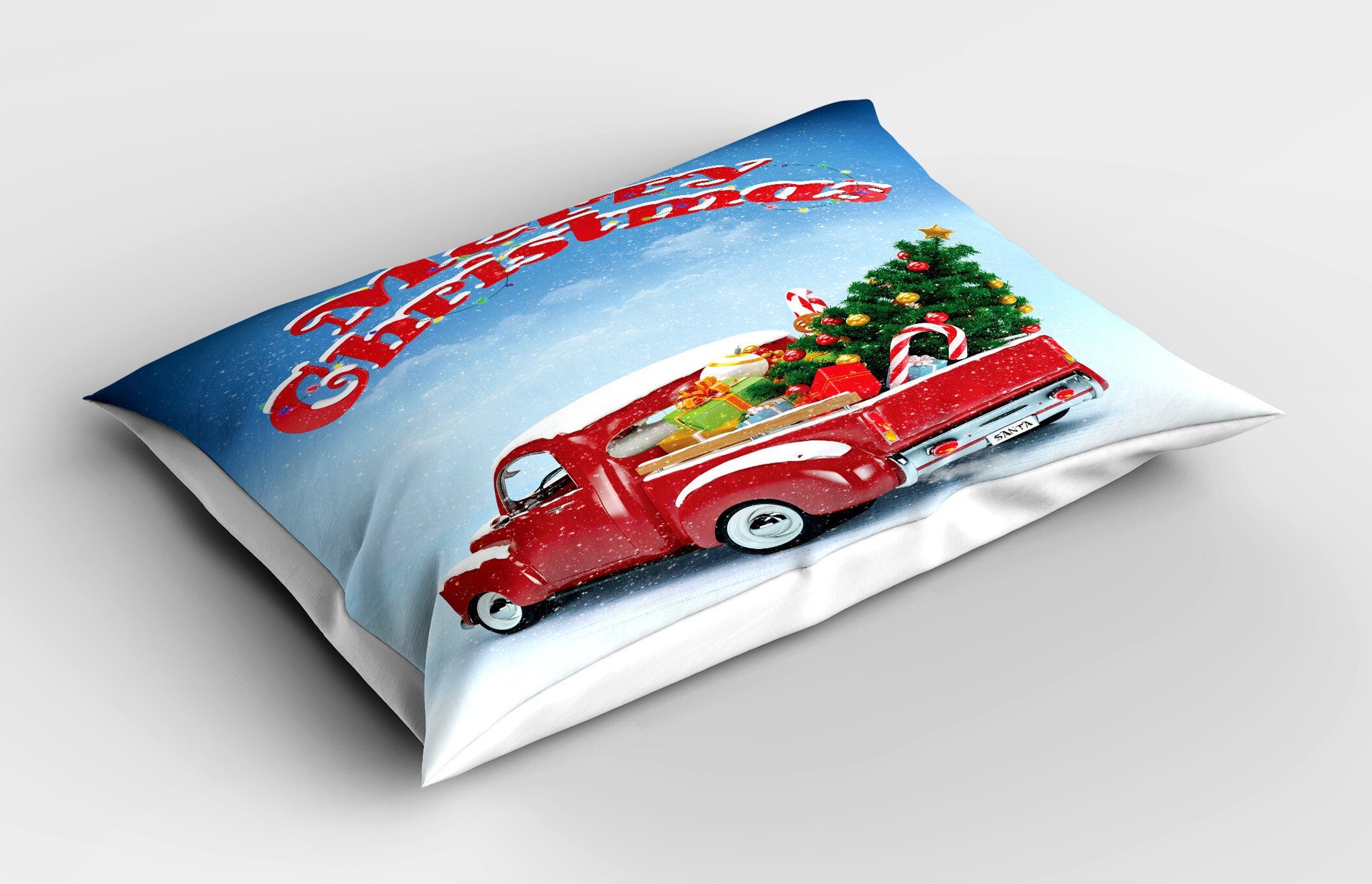 Weihnachten Gedruckter Kissenbezüge (1 Dekorativer Kissenbezug, Size Aufwändige Stück), King Standard Abakuhaus Pickup-Truck