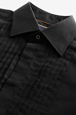 Next Langarmhemd Plissiertes Anzugshemd mit doppelten Manschetten (1-tlg)