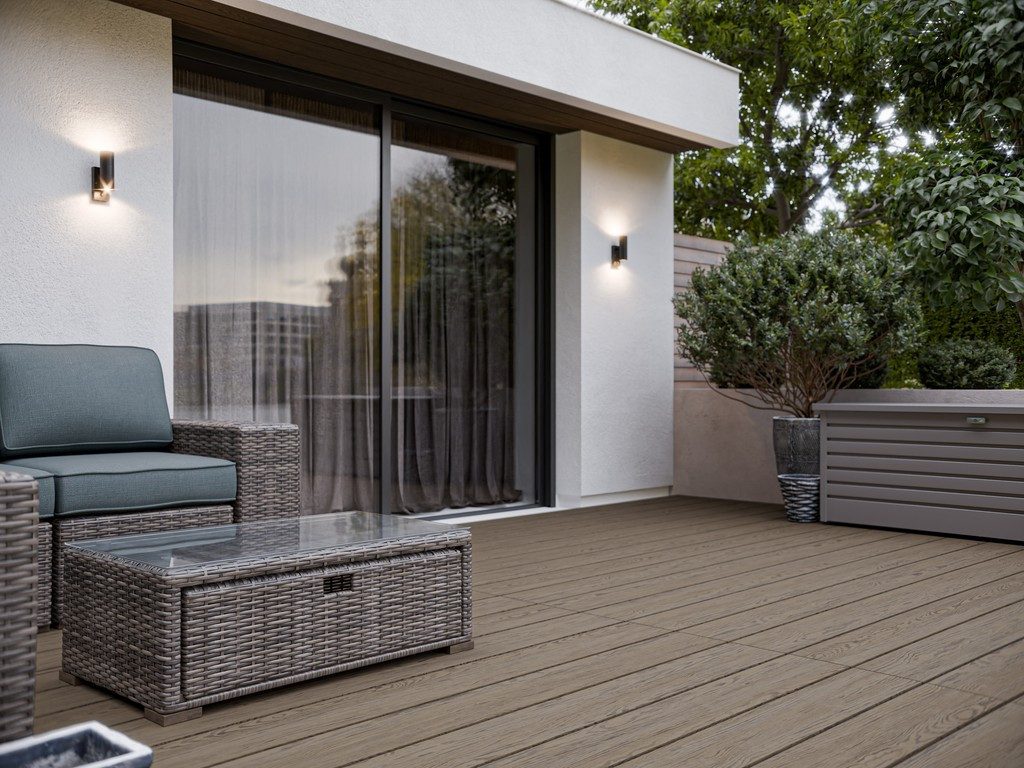 Outgarden Terrassendielen ArmorBoard Terrassendiele Beige Co extrudierte Holzstruktur Oberfläche, BxL: je 20x240 cm, 25 mm Stärke
