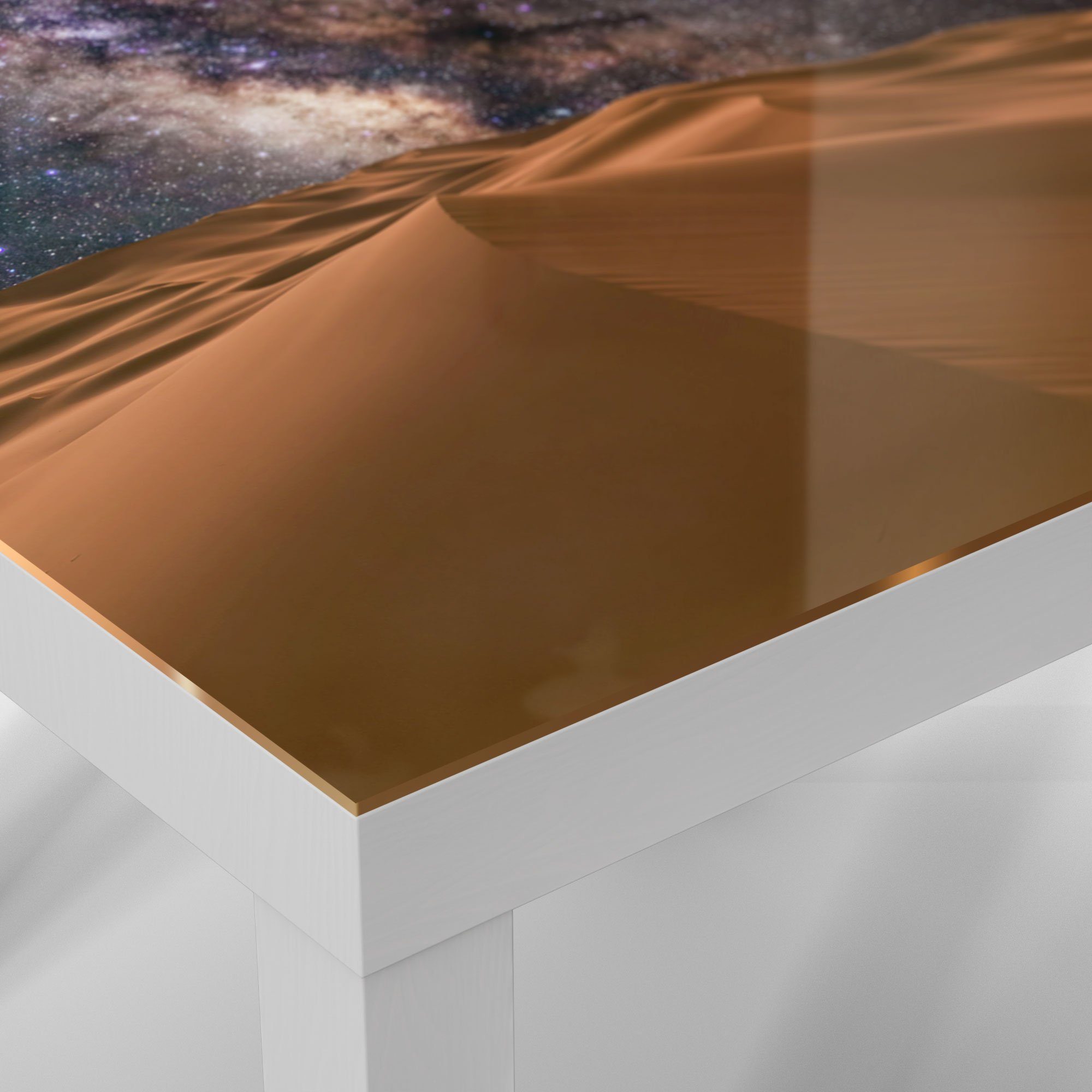 Glastisch Weiß über DEQORI Wüste', Couchtisch Beistelltisch modern Glas 'Milchstraße