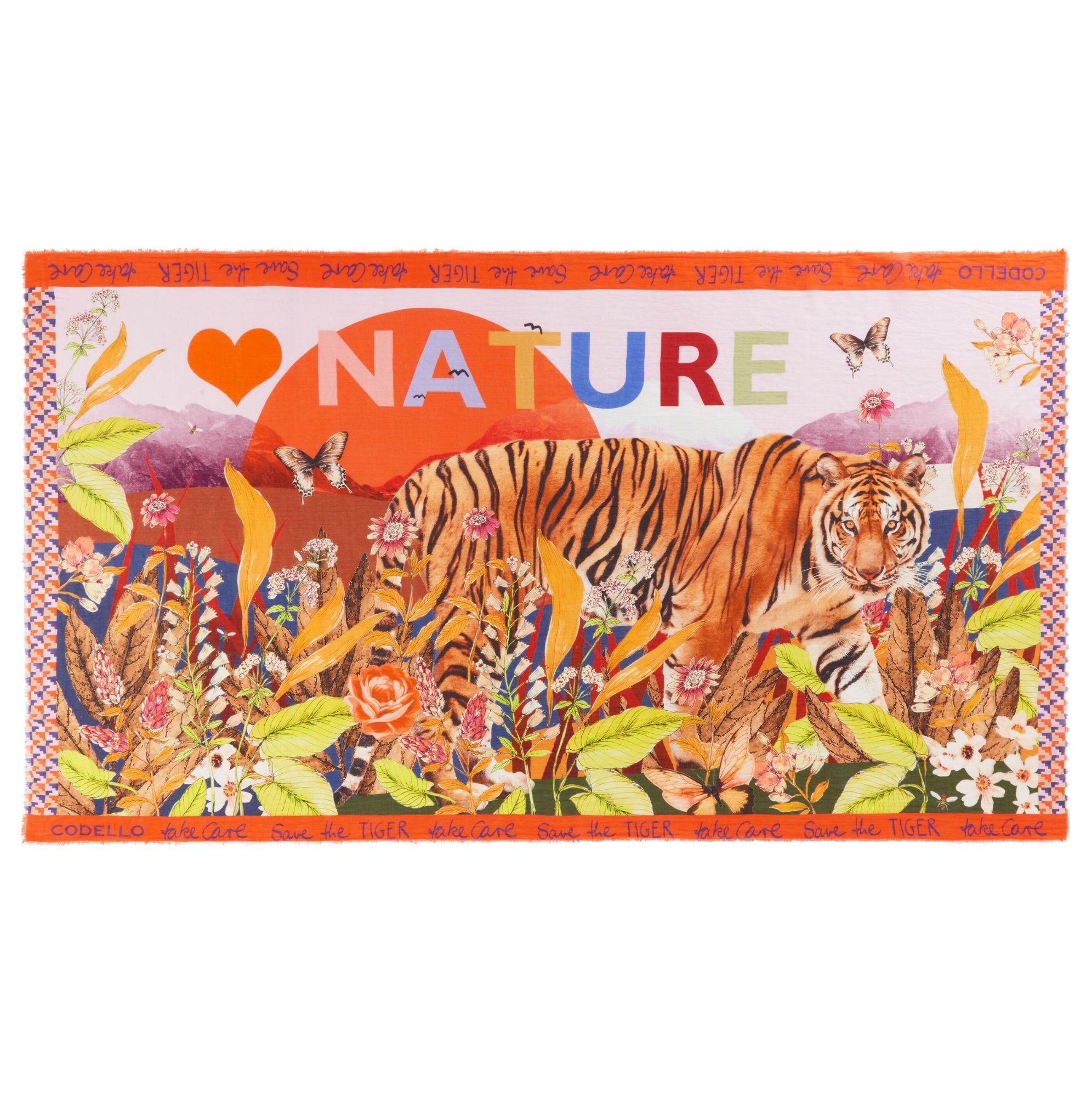 Codello Modeschal Codello Schal Take Care Love Nature, XL Tiger Motiv