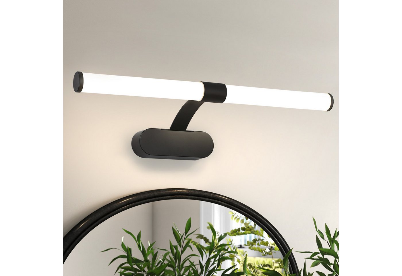 Nettlife LED Spiegelleuchte Spiegellampe Schwarz 4000K, LED fest integriert, Neutralweiß, für Küche schrank Keller