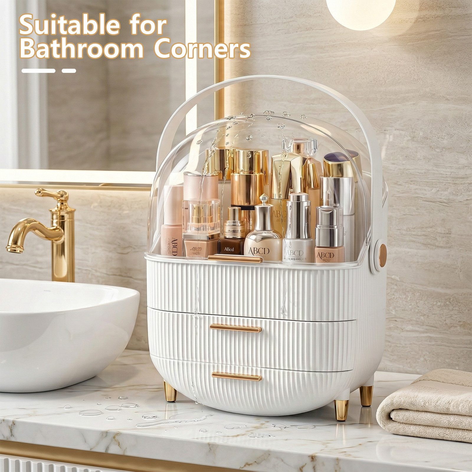 POPOLIC Make-Up Organizer Kosmetikbox mit sichtbarer Oberlicht-Schichtschublade