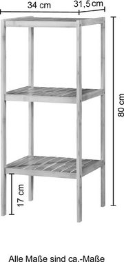 welltime Badregal Bambus, Breite 34 cm, mit 3 Ablagen, als Mehrzweckregal einsetzbar, Bambus