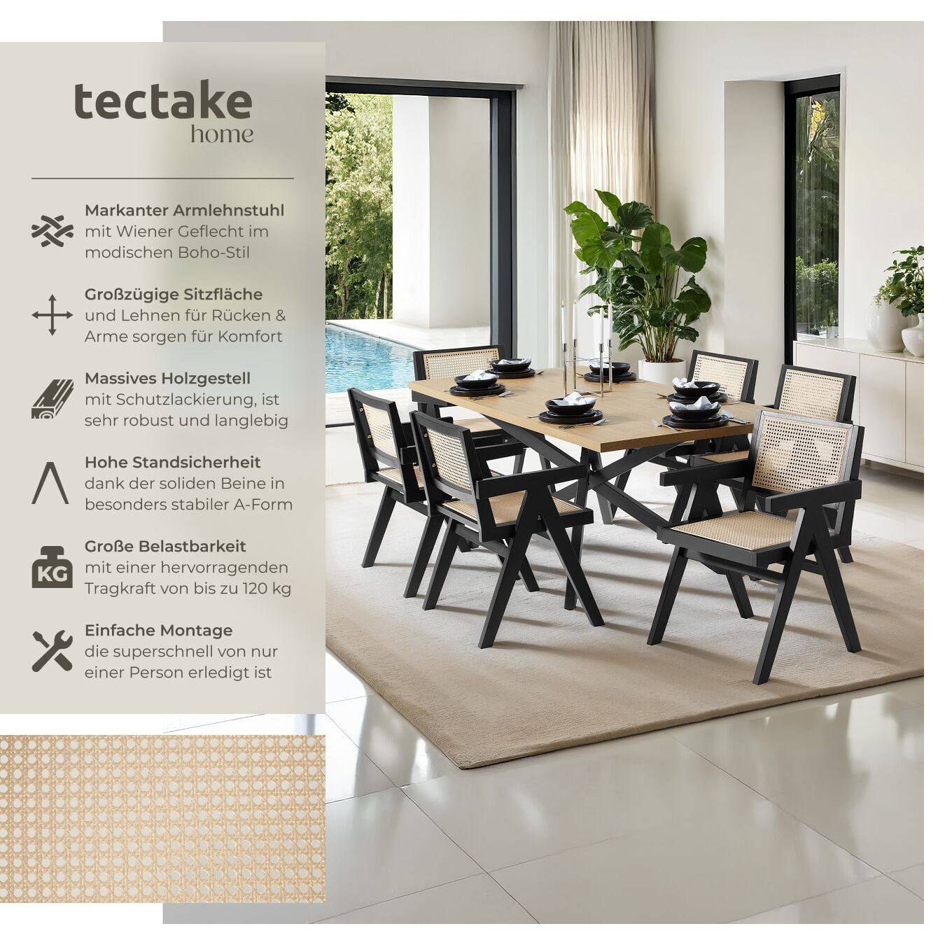 tectake Esszimmerstuhl Holzstuhl Lissy mit Wiener günstig online kaufen