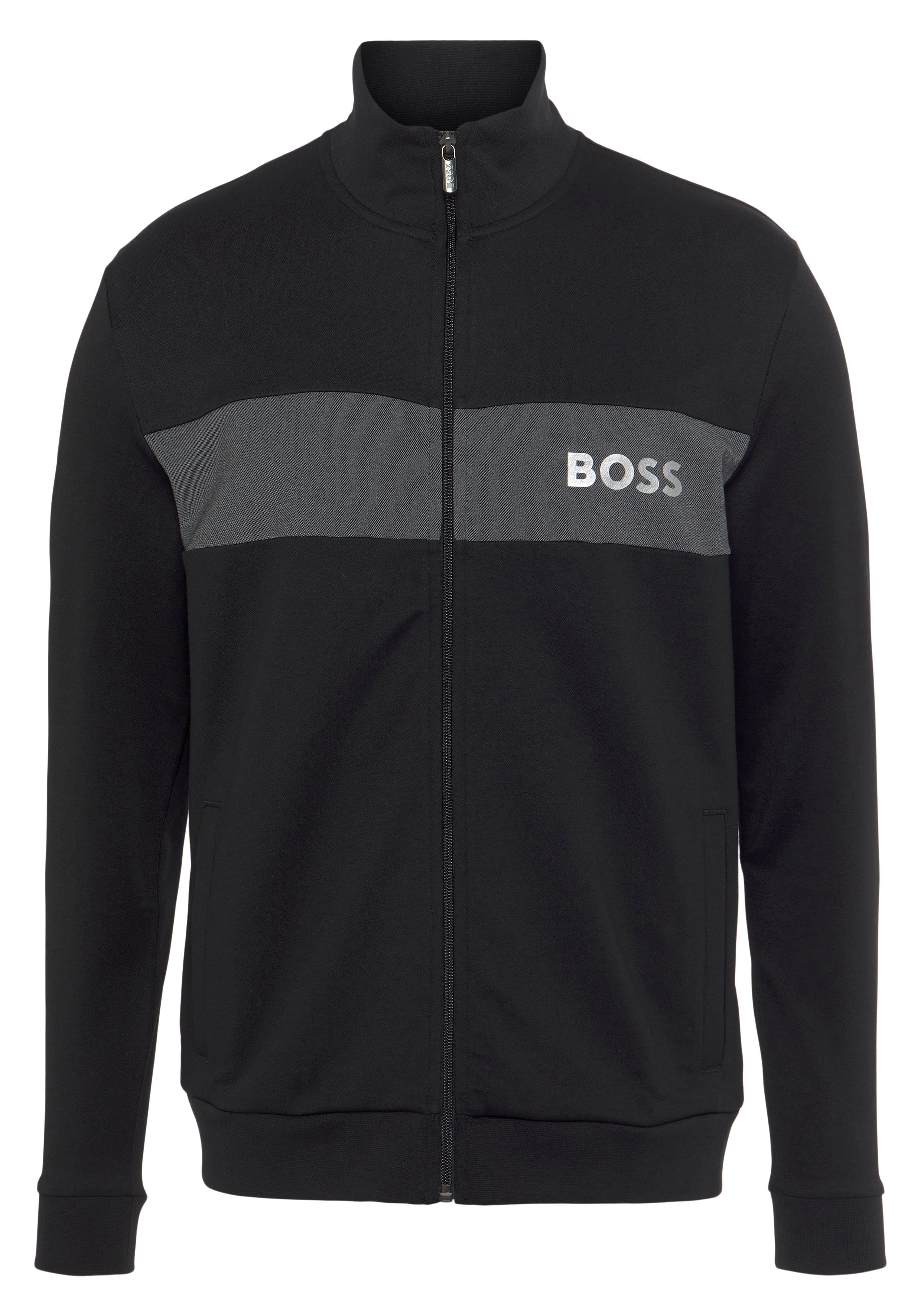 Stehkragen Jacket Sweatjacke Tracksuit mit Black BOSS