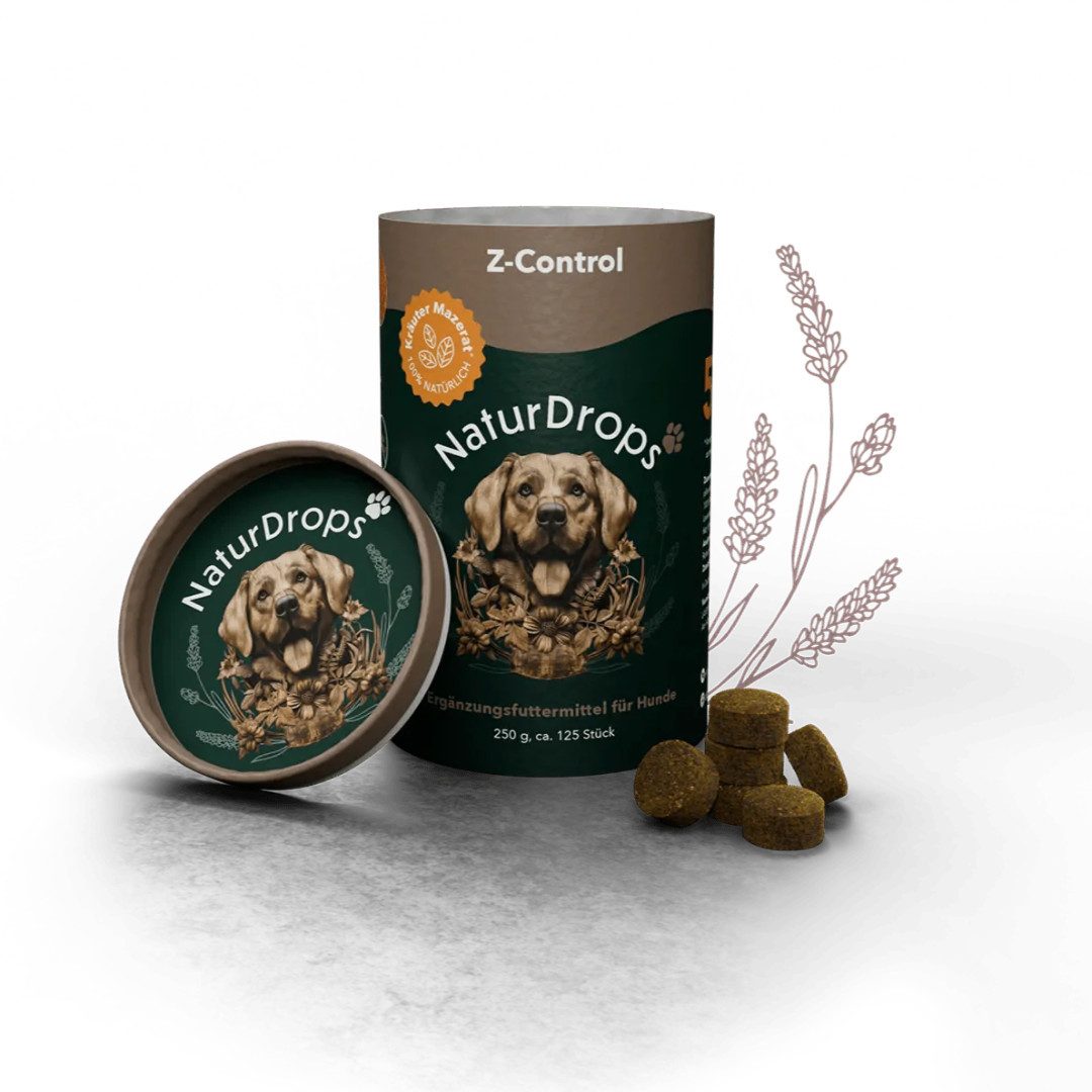 NaturDrops Z-Control Natürlicher Zeckenschutz für deinen Hund, Nahrungsergänzungsmittel für: Hunde