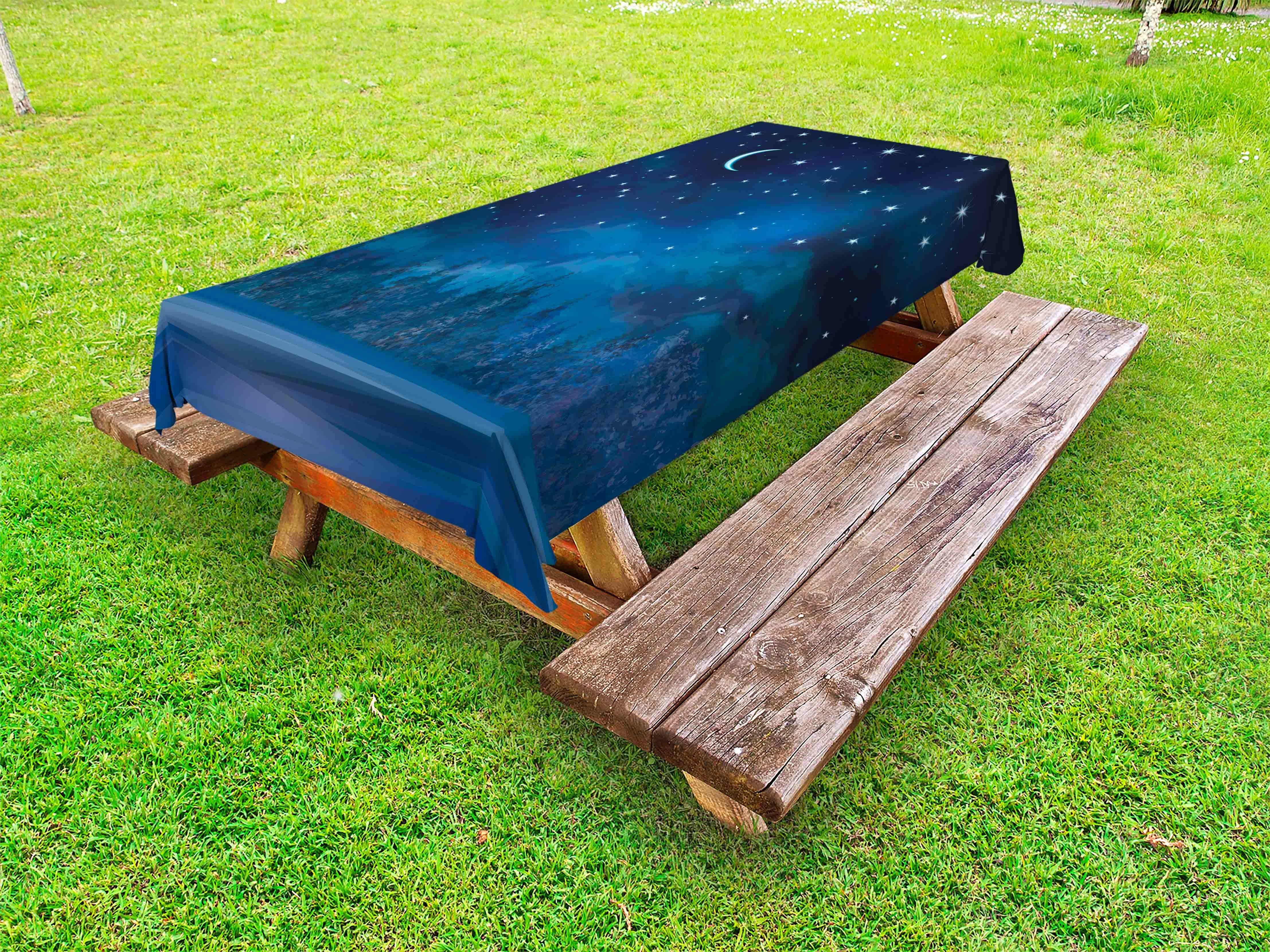 Picknick-Tischdecke, Abakuhaus Nächtliche Malerei Blue dekorative Tischdecke waschbare Moon Winter
