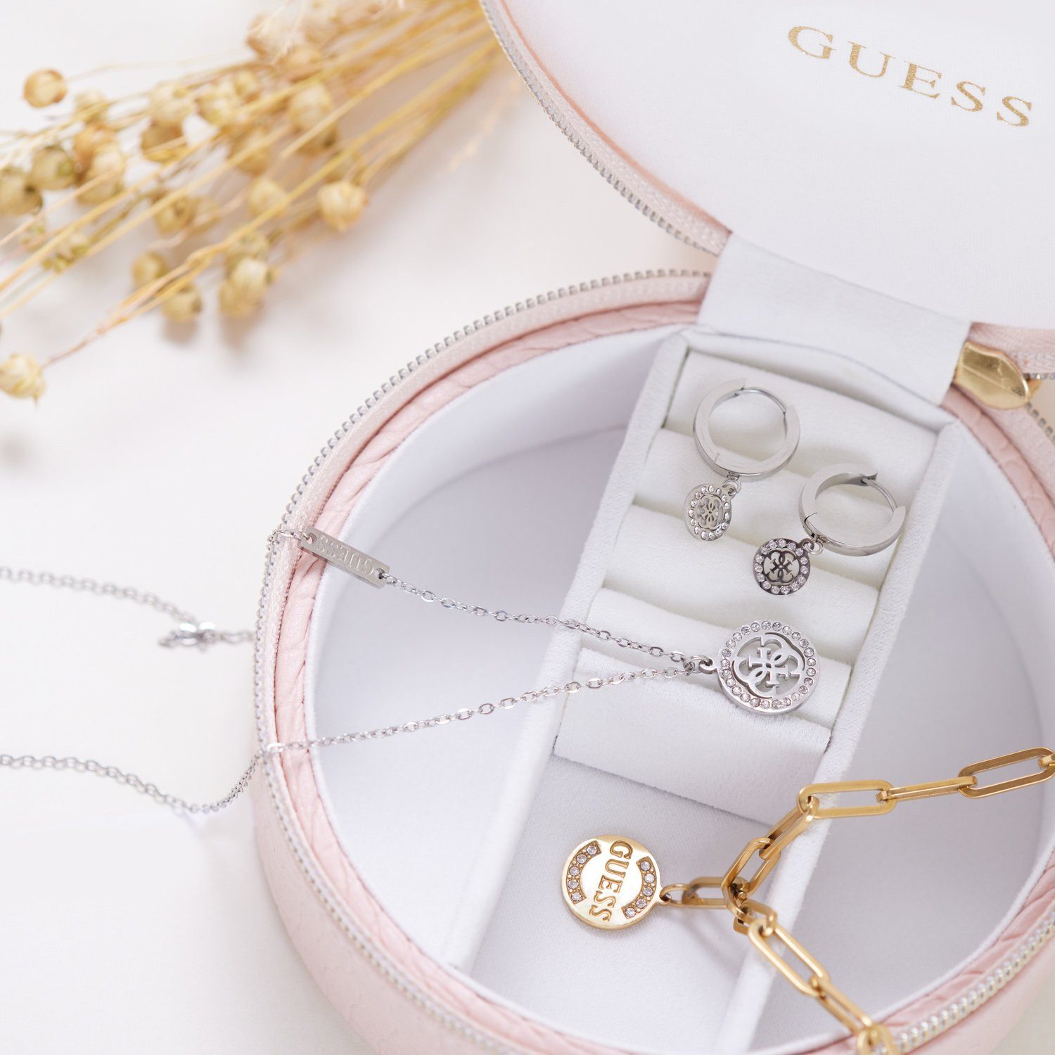 Guess Kette mit Anhänger Halskette - Stahl - Silber - Kristall - Damen – Bild 5 von 5