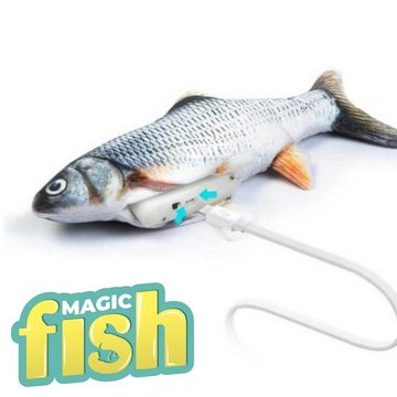 Best Direct® Tier-Beschäftigungsspielzeug Magic Fish®, Baumwolle, Polyester, Katzenspielzeug zappelnder, bewegender Fisch mit Katzenminze