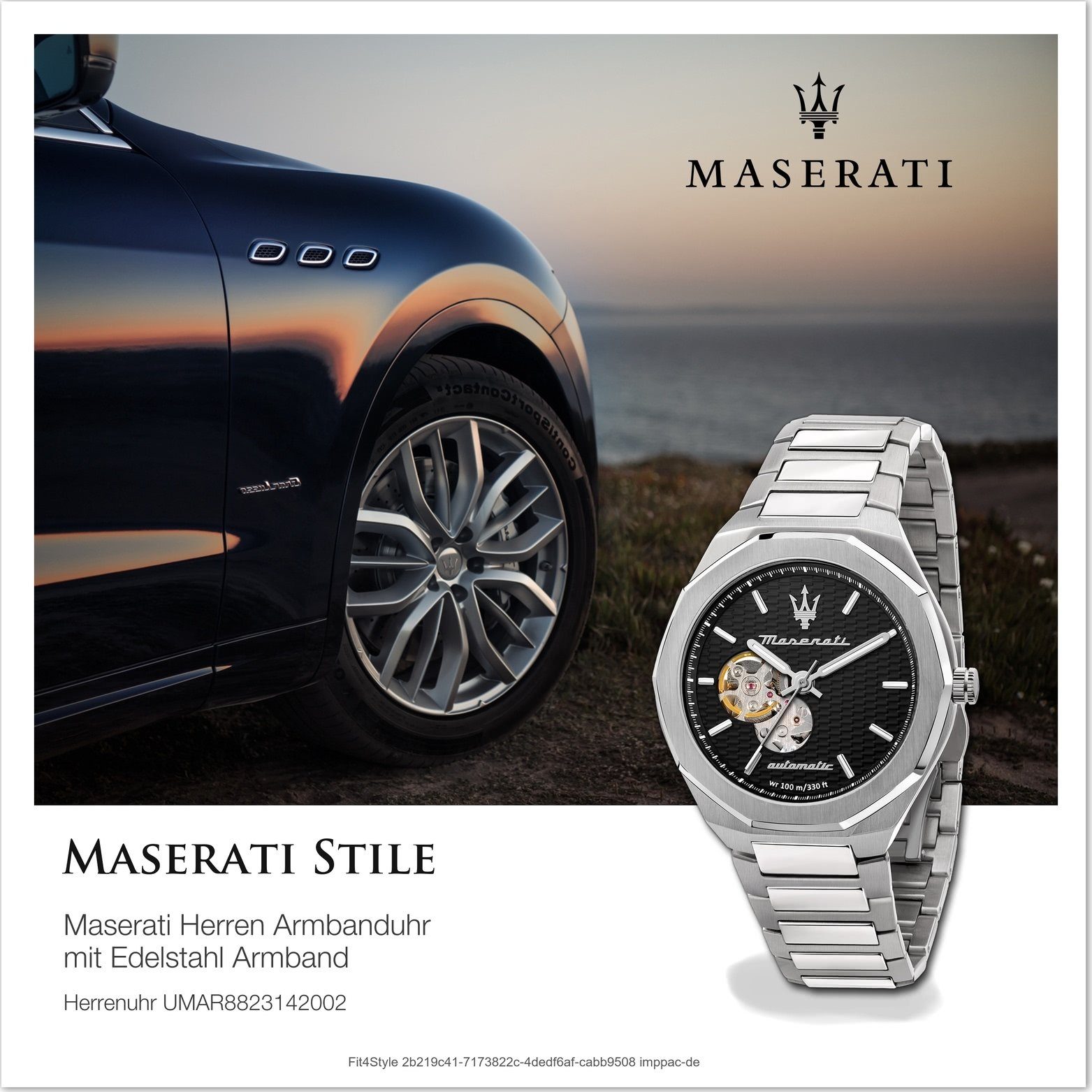 Herren Uhren MASERATI Quarzuhr D2UMAR8823142002 Maserati Edelstahl Armband-Uhr, Herrenuhr mit Edelstahlarmband, rundes Gehäuse, 