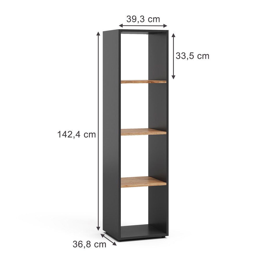 Vicco Raumteiler Ludus, Anthrazit/Goldkraft Eiche, 36.8 x 144.9 cm günstig online kaufen